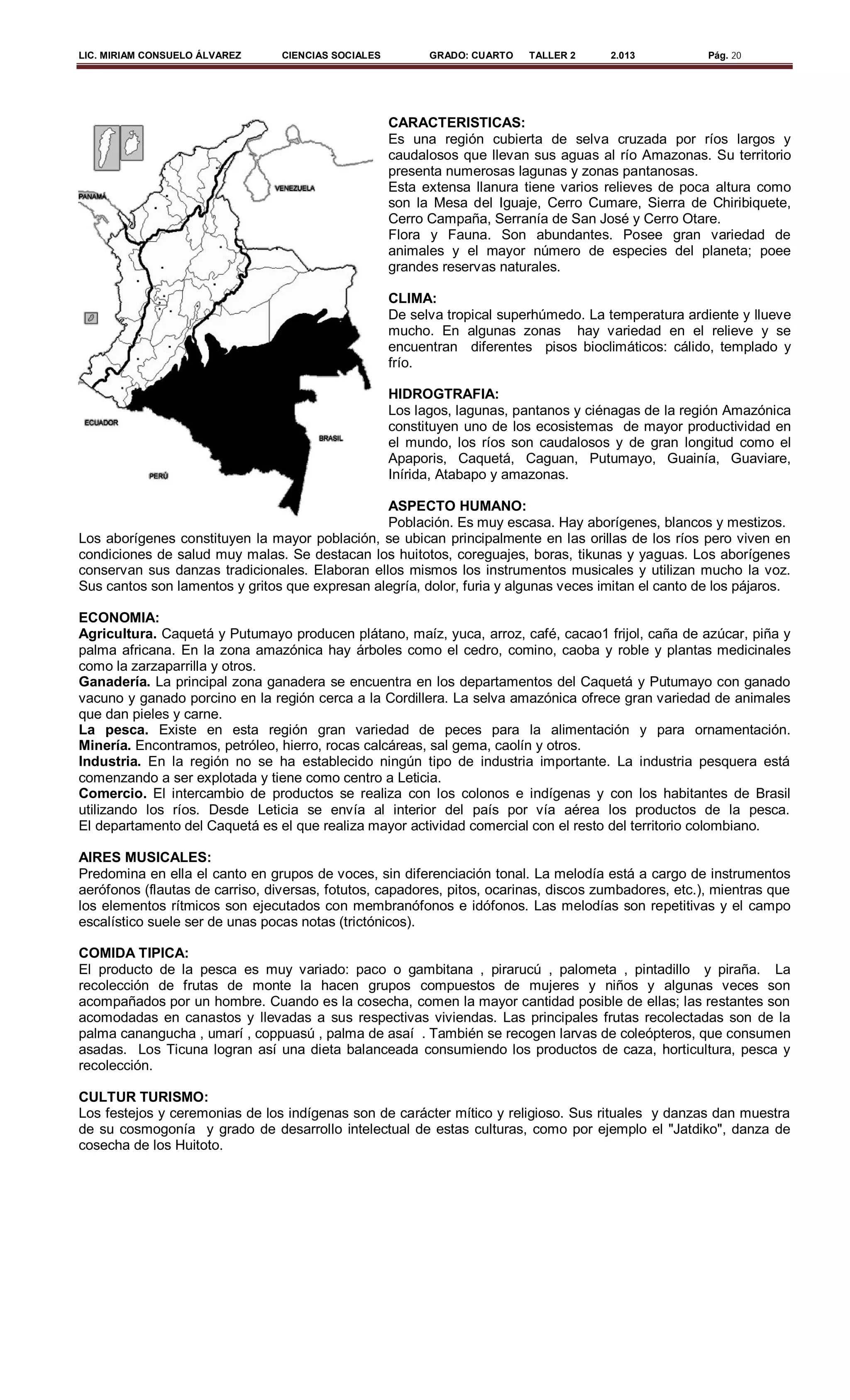 Regiones naturales de Colombia 3° | PDF