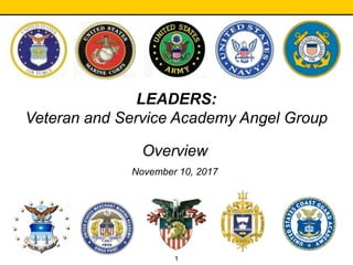 Confidential
1
Overview
November 10, 2017
LEADERS:
Veteran and Service Academy Angel Group
 