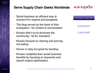 Copyrighted
 material


              Serve Supply Chain Geeks Worldwide

              • Social business an efﬁcient way ...