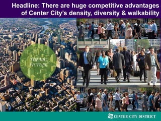 Headline: There are huge competitive advantages
of Center City’s density, diversity & walkability
 