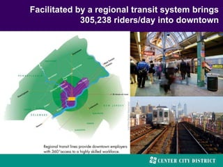Facilitated by a regional transit system brings
305,238 riders/day into downtown
 
