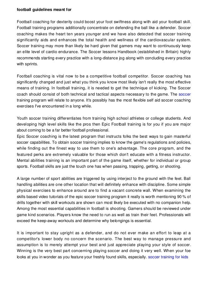 Soccer Guidelines Designed for Youth