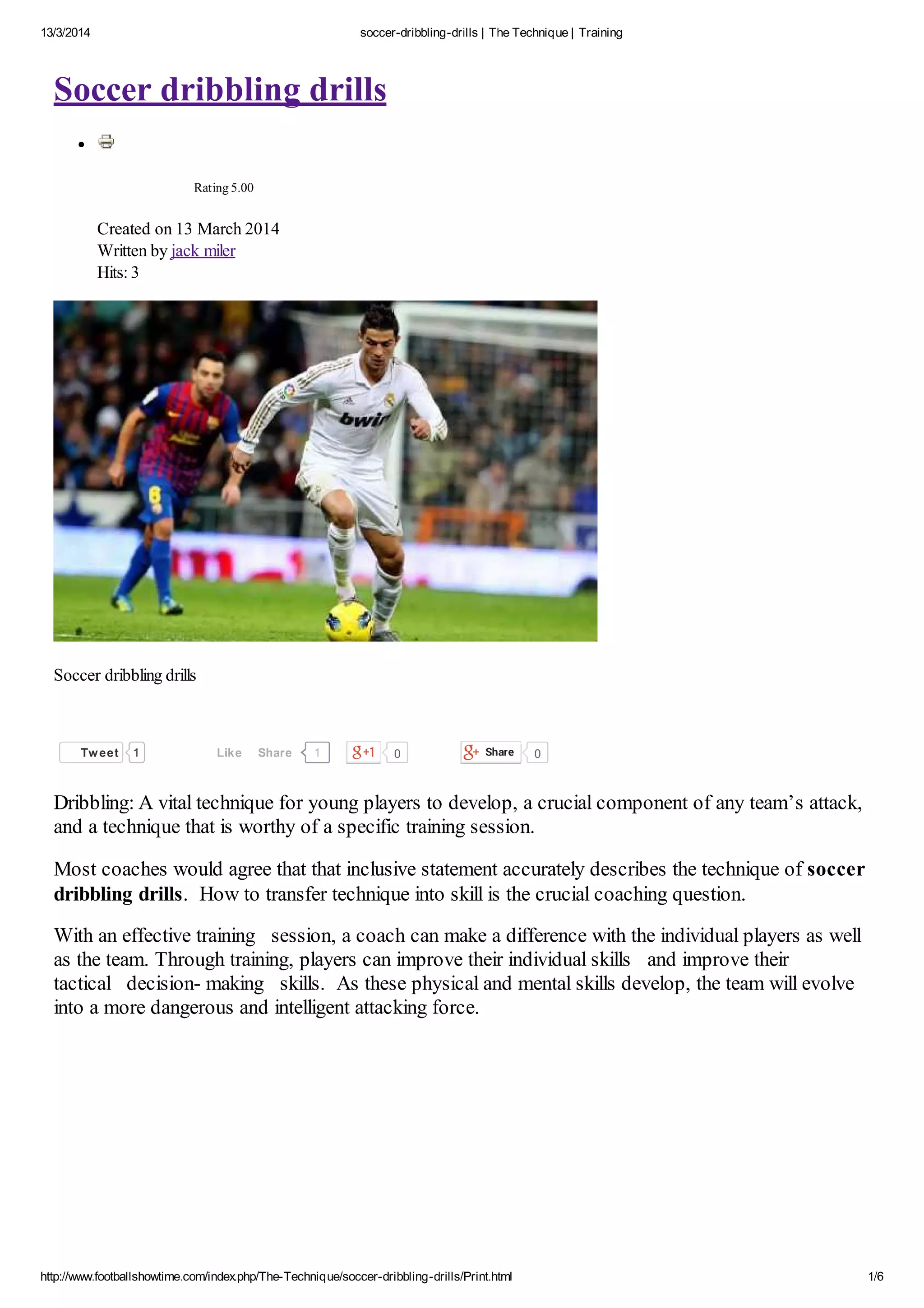 Soccer dribbling drills PDF