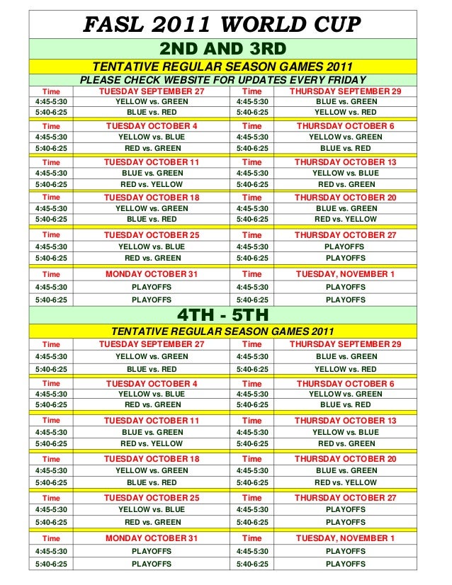 Soccer regular season game schedule