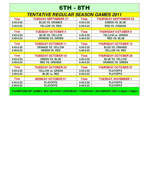 Soccer regular season game schedule