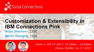 Vienna, October 16-17 2017
Customization & Extensibility in
IBM Connections Pink
Brian Gleeson
Martin Donnelly
Room 1, Oct 17 2017, 11:50am - 12:20pm
 