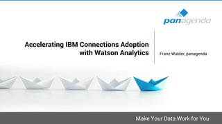 Make Your Data Work for You
Accelerating IBM Connections Adoption
with Watson Analytics Franz Walder, panagenda
 