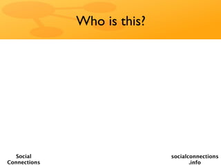Who is this?




   Social                    socialconnections
Connections                         .info
 