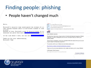 Finding people: phishing
• People haven’t changed much
 