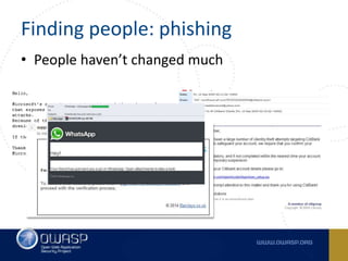 Finding people: phishing
• People haven’t changed much
 