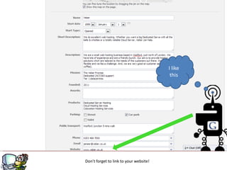 I like
                                      this




Don’t forget to g to your website!
                link
 