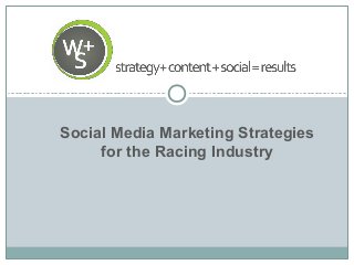 Social Media Marketing Strategies
for the Racing Industry

 
