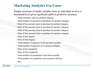 Marketing Analytics Use Cases
Simple extension of model variables from an individual level to a
household level gives sign...