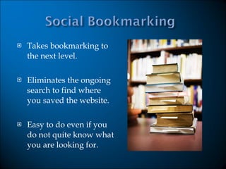 Takes bookmarking to the next level. Eliminates the ongoing search to find where you saved the website. Easy to do even if you do not quite know what you are looking for. 