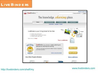 LiveBinders www.livebinders.com http://livebinders.com/shelf/my 