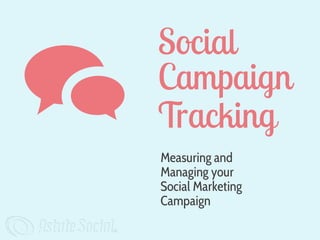 Social
Campaign
Tracking
Measuring and
Managing your
Social Marketing
Campaign
 