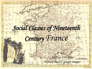 Social Classes of Nineteenth Century   France (McKay 789-808)  Picture source: google images 