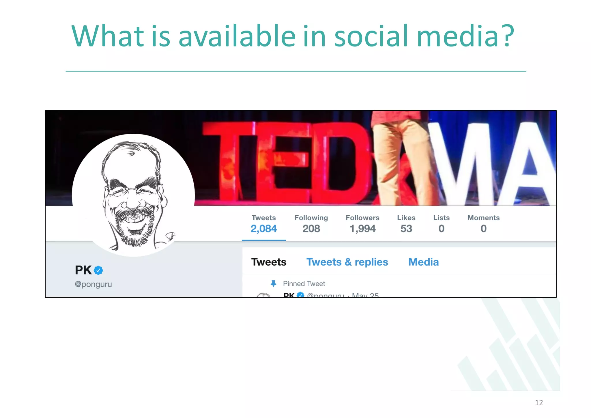 What	is	available	in	social	media?	
12
 