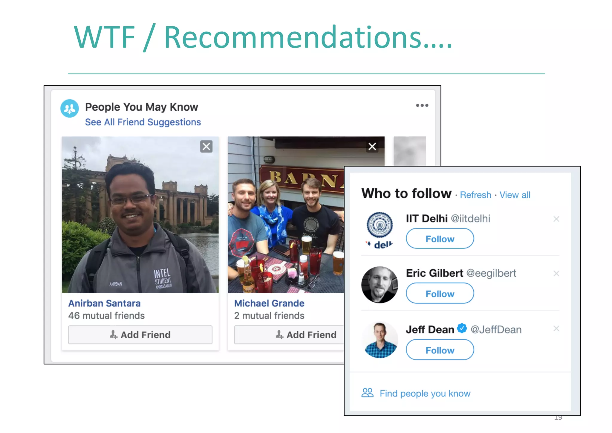WTF	/	Recommendations….	
19
 