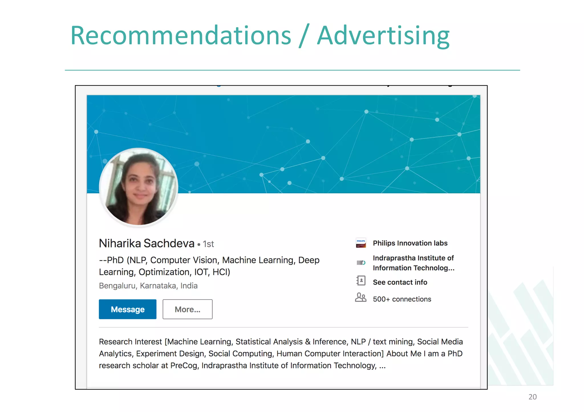 20
Recommendations	/	Advertising	
 