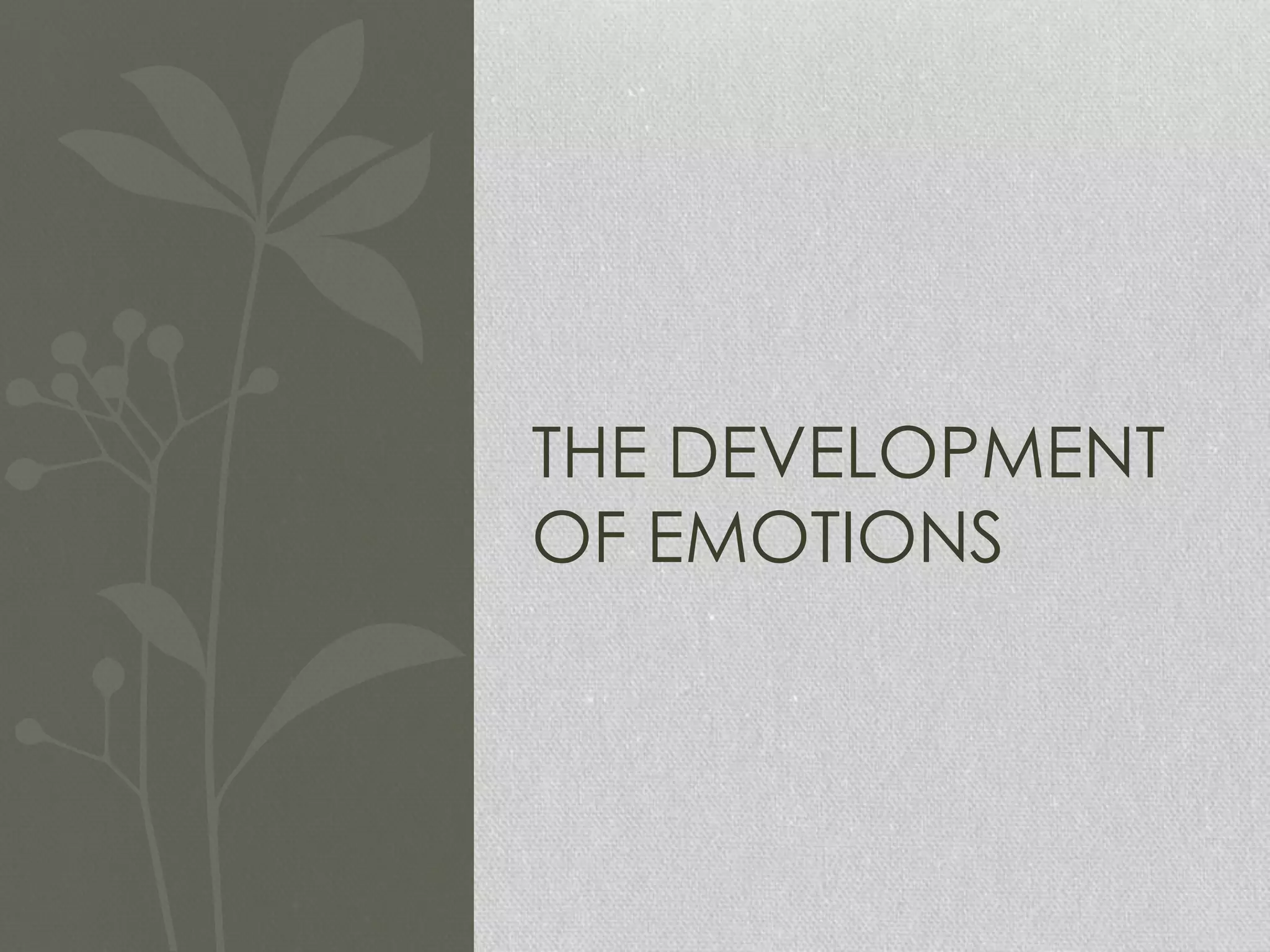 THE DEVELOPMENT
OF EMOTIONS
 