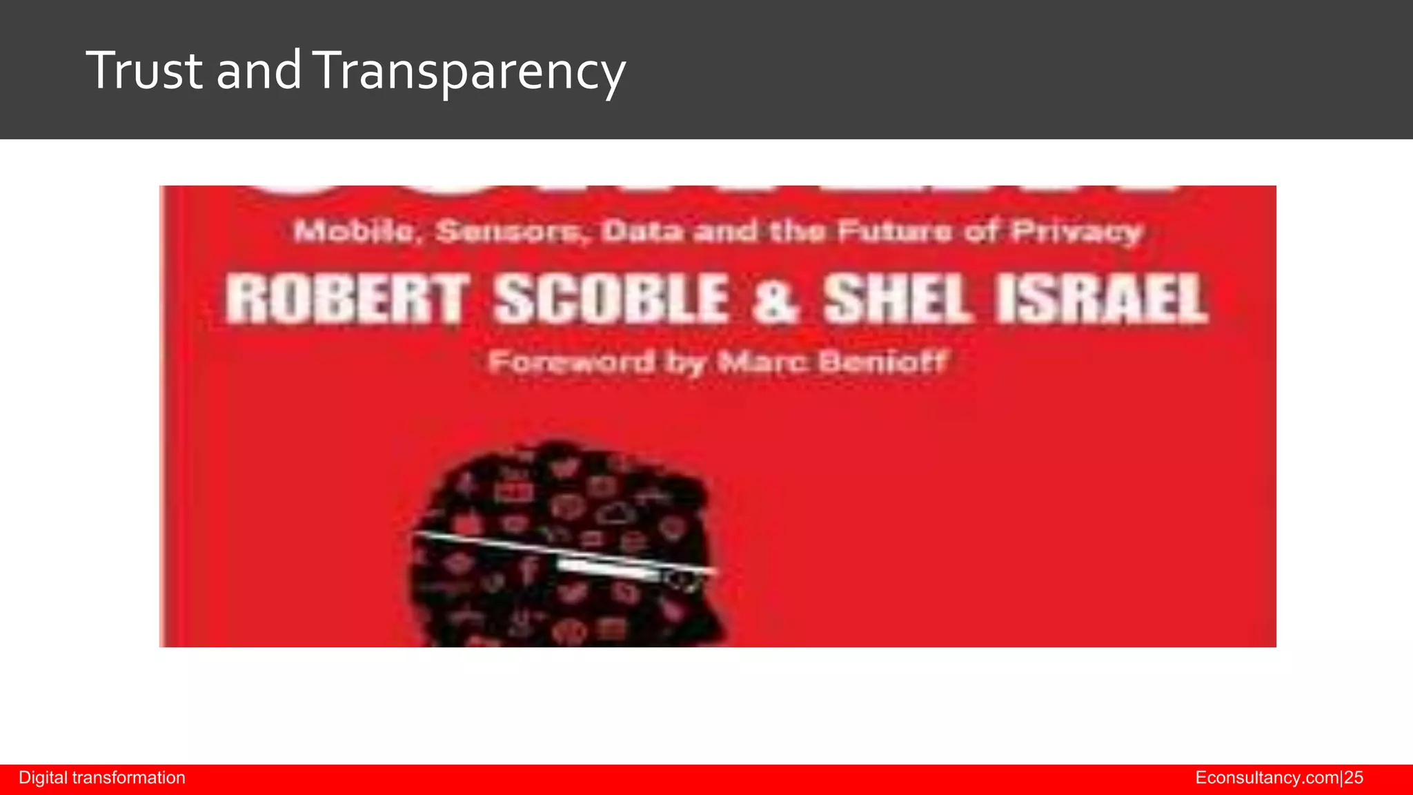 Trust and Transparency

Digital transformation

Econsultancy.com|25

 