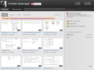 Spannagel, C., http://www.youtube.com/user/pharithmetik/videos?view=0, Stand 30.1.2013




                                                                                         (30)
 