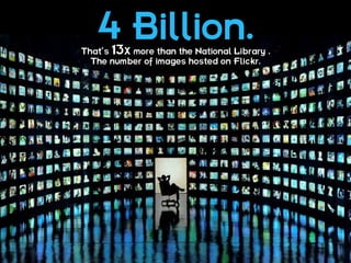 4 Billion.
That’s 13x more than the National Library .
  The number of images hosted on Flickr.
 