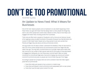 Don’t be too promotional
 
