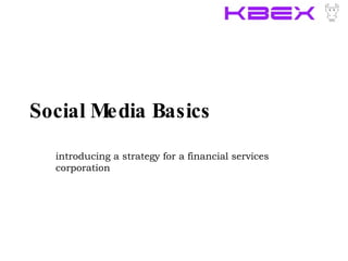 Social Media Basics introducing a strategy for a financial services corporation 