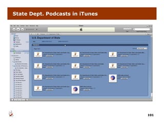 State Dept. Podcasts in iTunes




                                 101
 