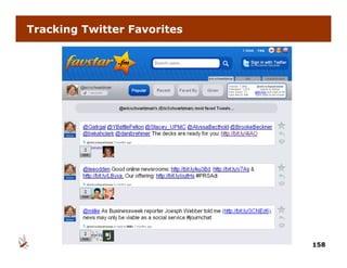 Tracking Twitter Favorites




                             158
 