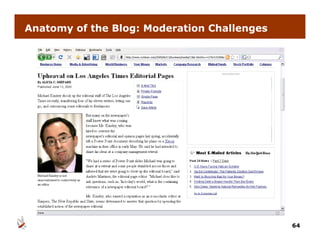 Anatomy of the Blog: Moderation Challenges




                                             64
 