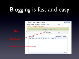 Blogging is fast and easy 