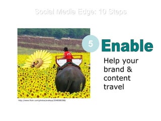 Social Media Edge: 10 Steps E Enable Help your brand & content travel 5 http://www.flickr.com/photos/araleya/2048088388/ 