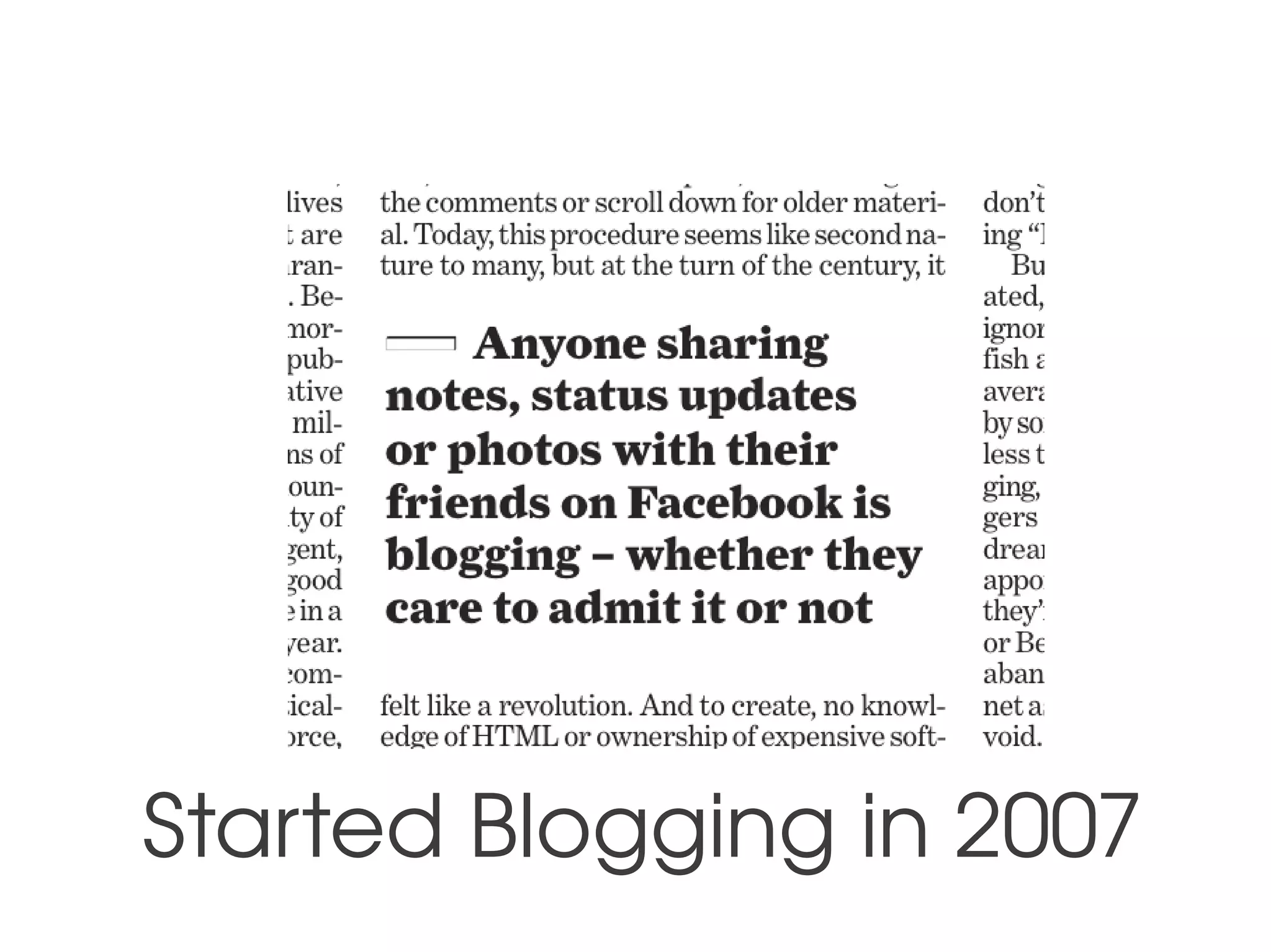 Started Blogging in 2007