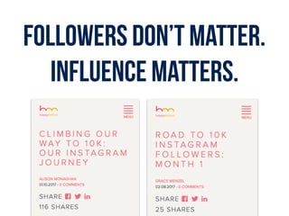 Followers don’t matter.
Influence matters.
 