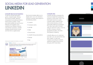 SOCIAL MEDIA FOR LEAD GENERATION

LINKEDIN
LinkedIn Sponsored Updates
To get into the lead generation
game, LinkedIn began...
