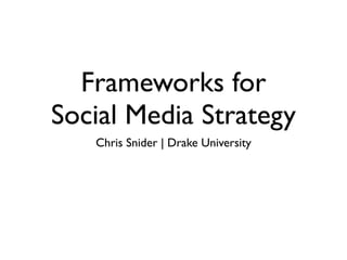 Frameworks for
Social Media Strategy
Chris Snider | Drake University

 