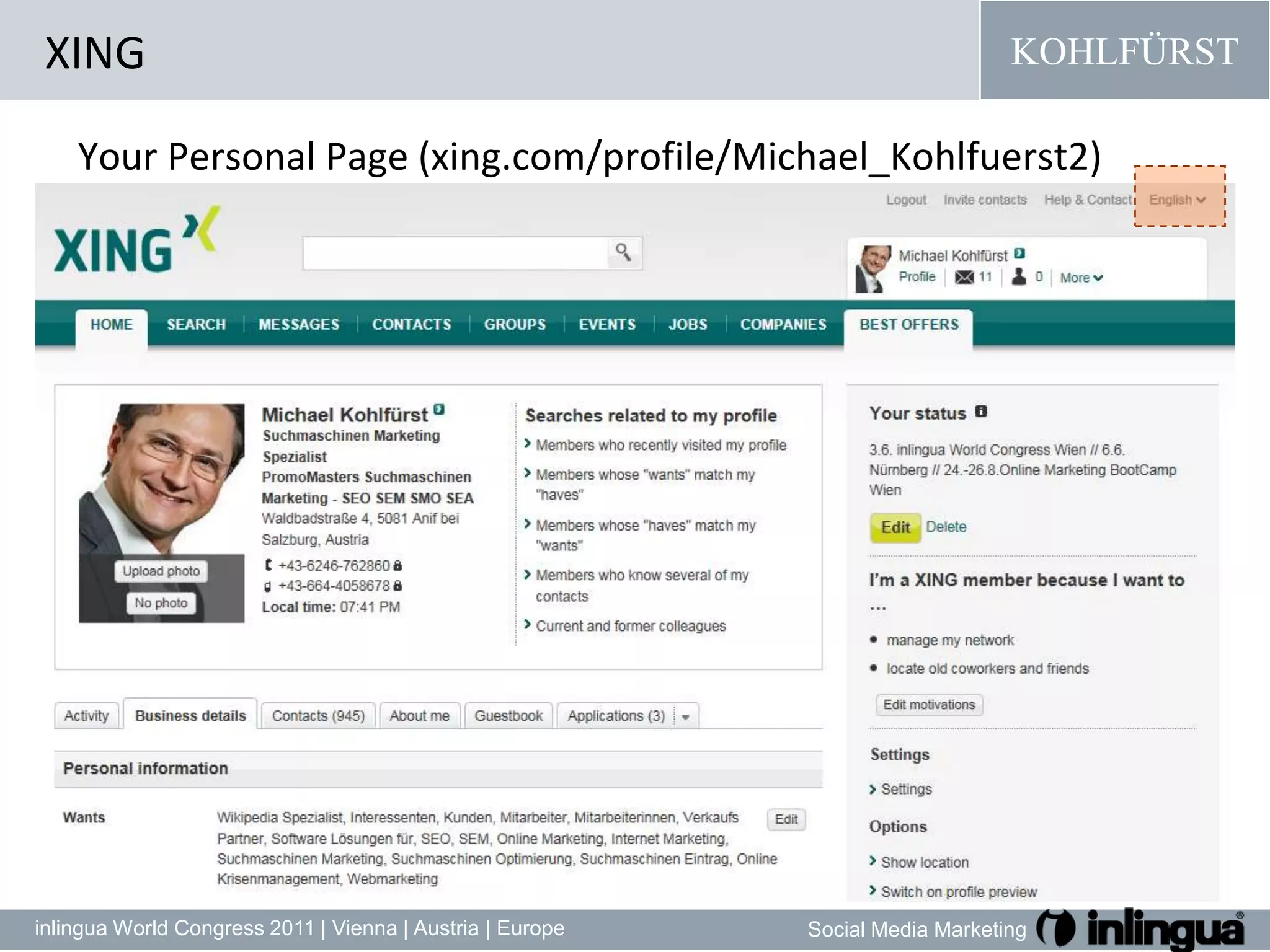 XINGYour Personal Page (xing.com/profile/Michael_Kohlfuerst2)