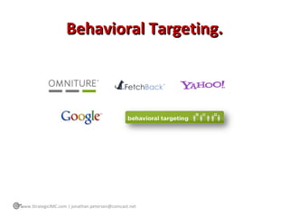 Behavioral Targeting. www.StrategicIMC.com | jonathan.petersen@comcast.net 