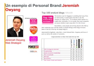 Un esempio di Personal Brand:Jeremiah
                                Jeremiah Owyang
Owyang




Jeremiah Owyang
Web Strat...