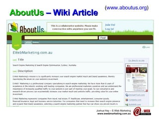AboutUs  – Wiki Article ( www.aboutus.org ) 