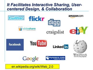 It Facilitates Interactive Sharing, User-centered Design, & Collaboration<br />en.wikipedia.org/wiki/Web_2.0<br />