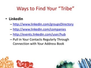 Add the HTML application box to your profile to collect names/e-mail addresses on your profileThree Ways to Enhance Your Experience on Each SiteFlickrSetup your profile in its entirety – the Flickr profile process will help you ensure completionPost new photos to Flickr often and make use of the tags – this is how the majority of connections are madeJoin groups on Flickr and post your photos to those groups - ie: wedding photography group