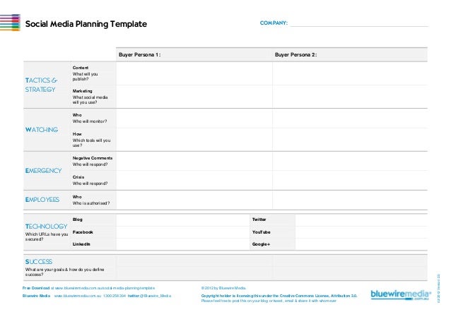 social media planning template social media plan template
