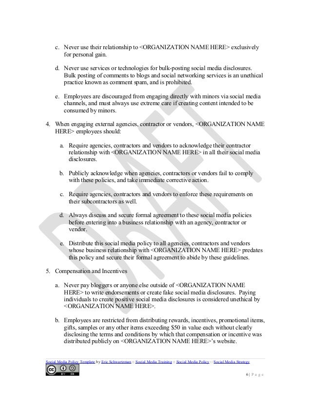 social media policy template social media policies template