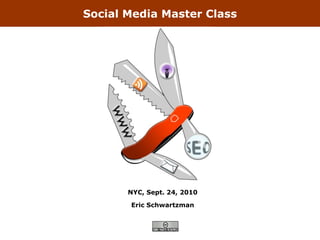 Social Media Master Class




       NYC, Sept. 24, 2010

       Eric Schwartzman
 