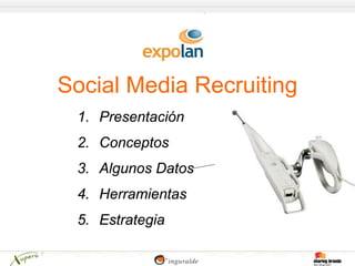 Social Media Recruiting
 1. Presentación
 2. Conceptos
 3. Algunos Datos
 4. Herramientas
 5. Estrategia
 