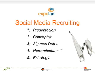 Social Media Recruiting
    1. Presentación
    2. Conceptos
    3. Algunos Datos
    4. Herramientas
    5. Estrategia
 